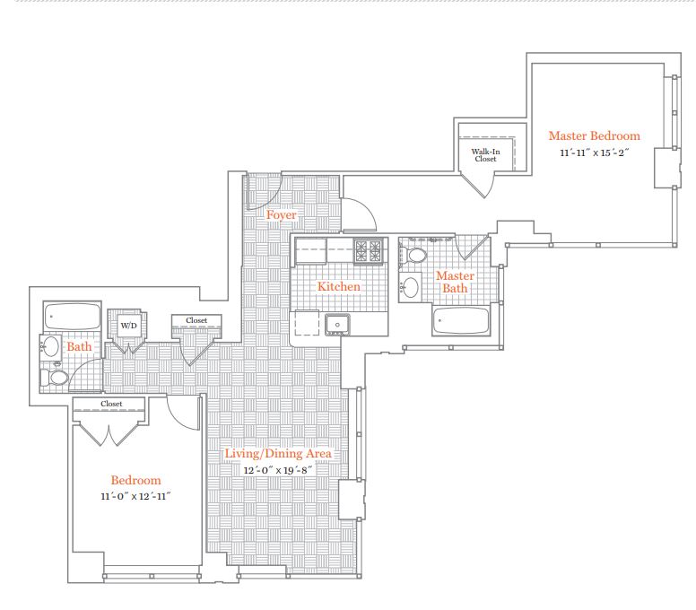 Jersey City 2 Bedroom Floorplan